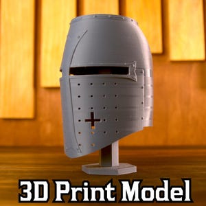 Templar Knight Crusader Helmet 3D Print Model | Medieval Renaissance stl Cosplay, Costumes, Armour, Middle Ages Reenactment, Role Play