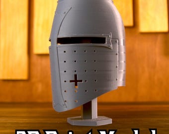 Modèle d'impression 3D de casque de chevalier templier croisé | Style médiéval de la Renaissance, Cosplay, Déguisements, Armures, Reconstitution du Moyen-Âge, Jeu de rôle