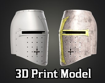 Templar Knight Crusader Helmet 3D Print stl Model | For Medieval / Renaissance Cosplay, Costumes, Armour