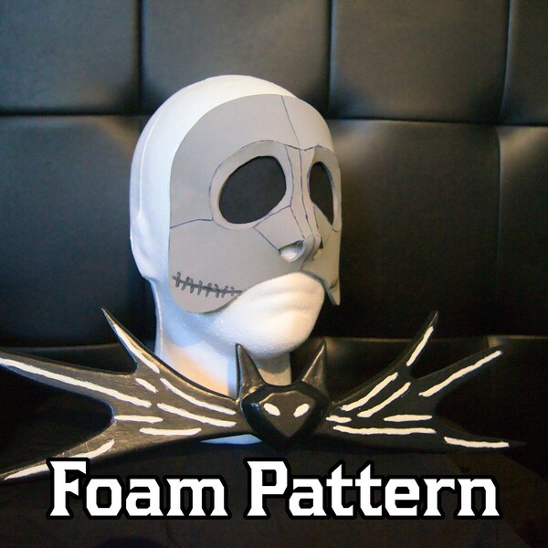 Jack Skellington Inspired Mask and Bowtie Foam Pattern | The Nightmare Before Christmas | For Cosplays, Costumes, Parties