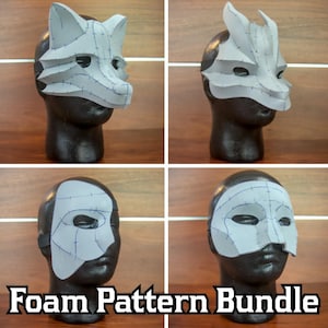 Masquerade Mask Foam Pattern Bundle | Wolf, Dragon, Half and Full Face | Costume, Cosplays, Parties, Fursuit, Animal, Therian Craft Template