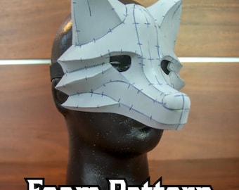Wolf, Dog and Fox Mask Masquerade Foam Pattern | Costume Accessory, Cosplays, Parties, Fursuit Head and Face, Animal, Therian Craft Template