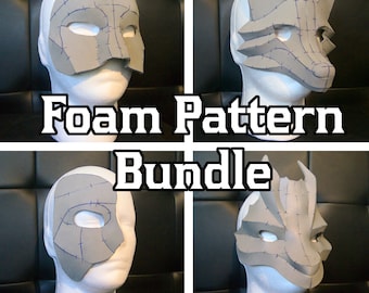 Masquerade Mask Foam Pattern Bundle | Wolf, Dragon, Half and Full Face | For Parties, Balls, Costumes, Cosplays