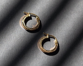 14mm Engraved creoles | Solid Gold Hoops | Polished Hoop Earrings | Everyday Hoops | Minimalist Jewellery | Bridesmaid Gift