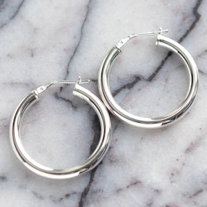 30mm sterling silver Chunky Hoop Earrings