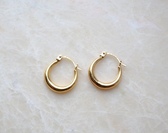 Small 15mm Gold Hoops | Solid Gold Hoops | Polished Hoop Earrings | Everyday Hoops | Minimalist Jewellery | Bridesmaid Gift