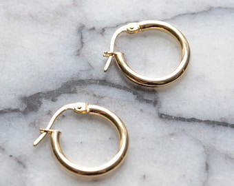 Orecchini Creoli A Cerchio Rotondo Da 20 Mm Realizzati In Oro Giallo Massiccio Da 9 Carati - Italia - Foto 8