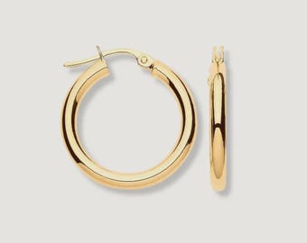 Classic Tube Hoop Earrings 20mm – 9ct Yellow Gold