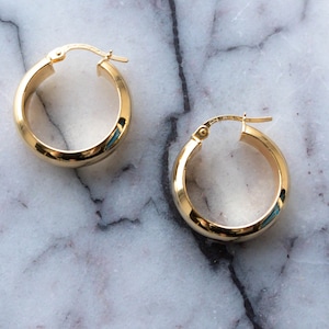 20mm Large Creoles Gold Hoops | Solid Gold Hoops | Polished Hoop Earrings | Everyday Hoops | Minimalist Jewellery |