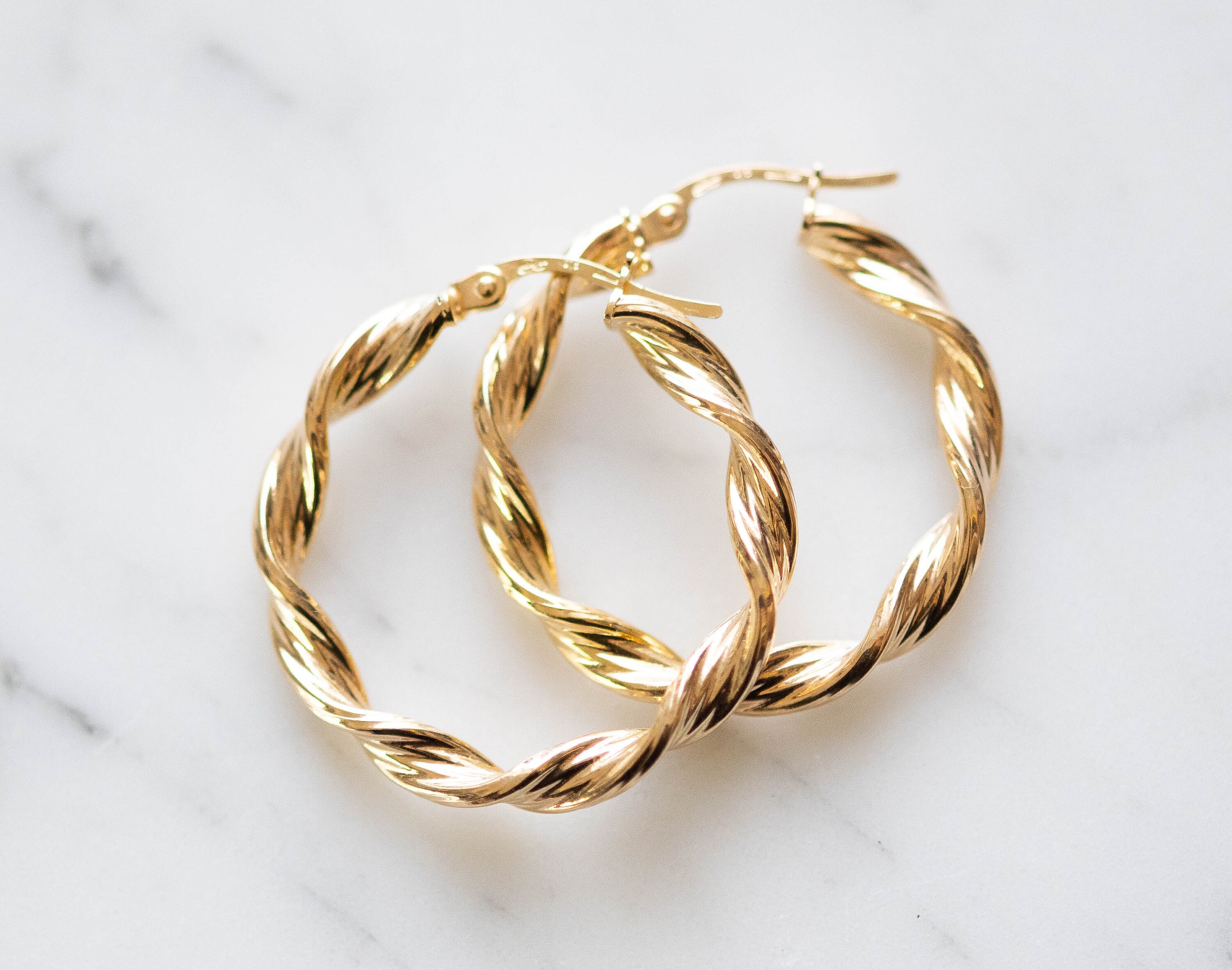 9ct gold large twisted hoop earrings sale