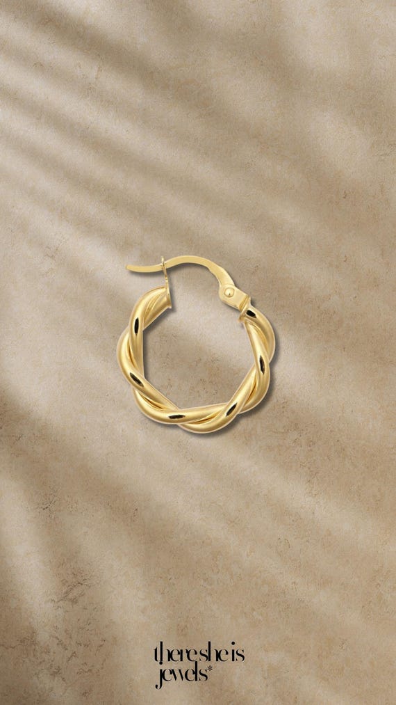 9ct Gold Twisted Hoop Earrings for sale