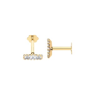 Yellow Gold Cubic Zirconia Ear Cartilage Stud, Minimalist Dainty Hypoallergenic Earring, Piercing Jewelry Gift for Women