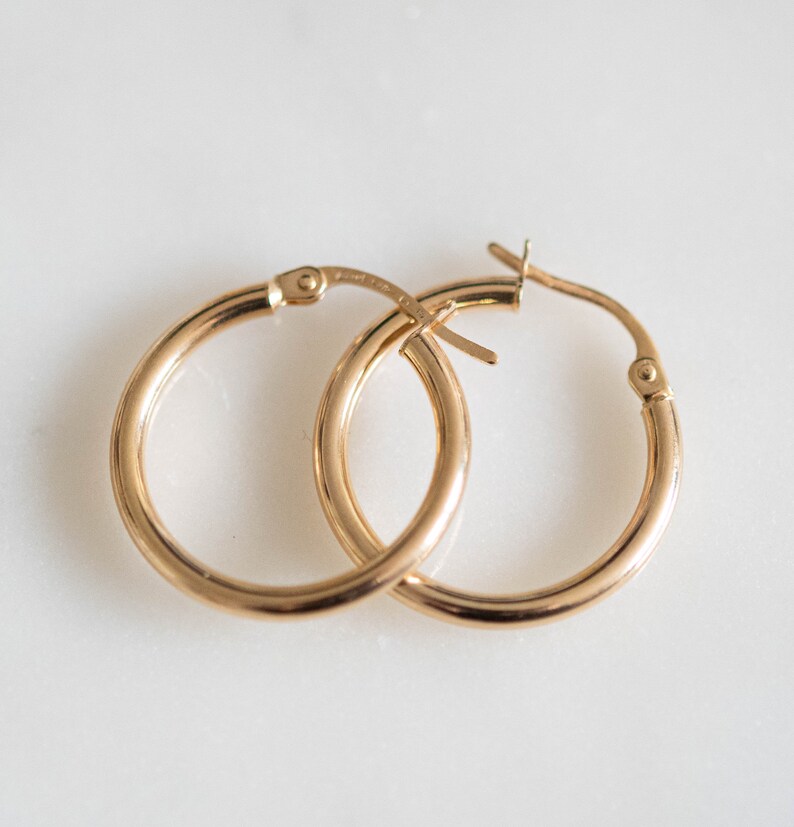 9CT solid gold hoops 20mm Etsy