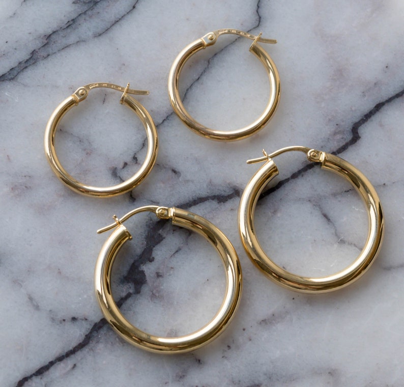 9CT solid gold hoops 20mm Etsy