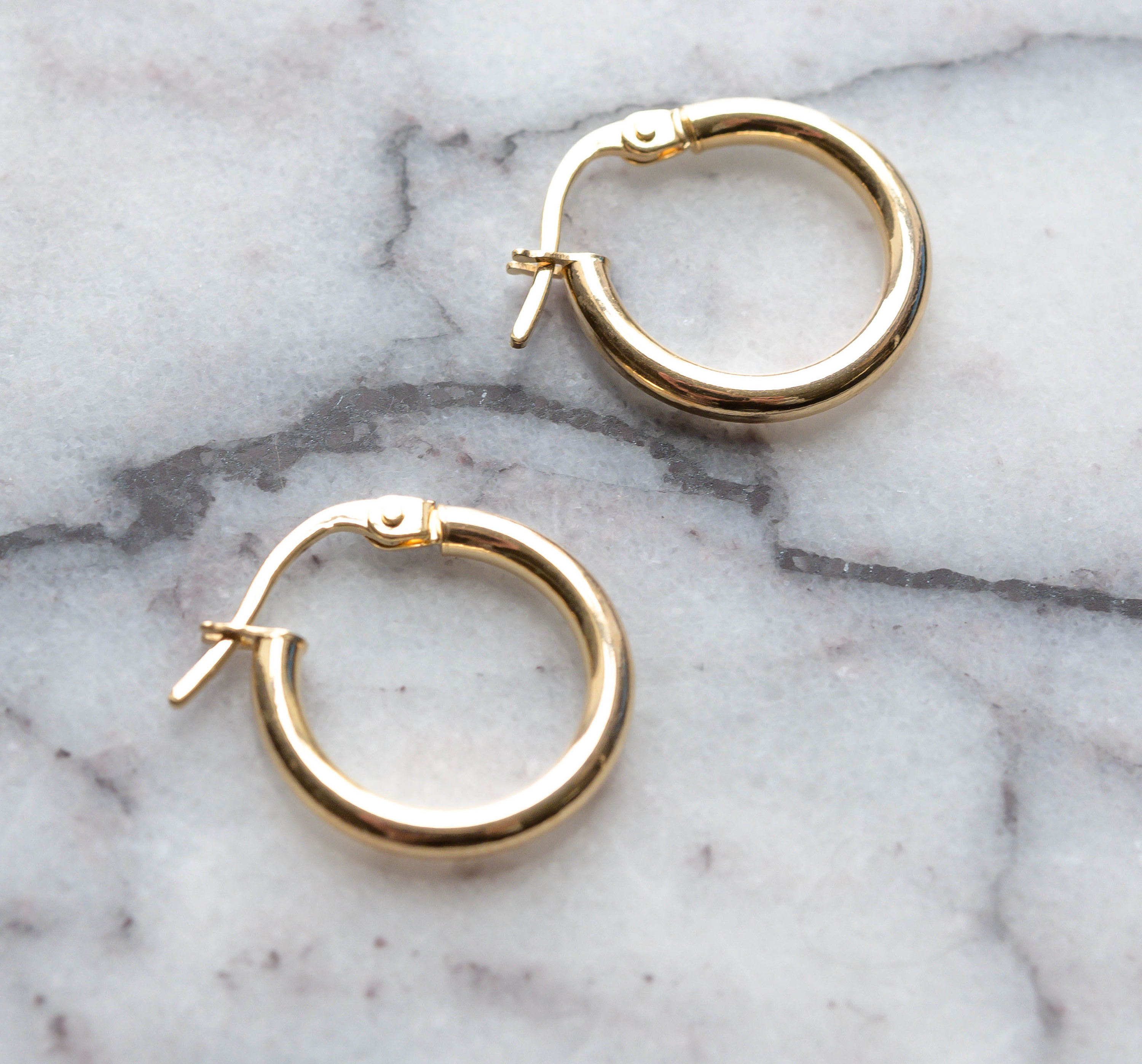 9CT solid gold hoops 15mm Etsy