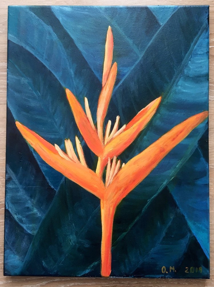 Wall Art Original Acrylic Painting Bird of Paradise. Home Etsy