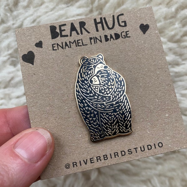 Bear Hug Enamel Pin Badge