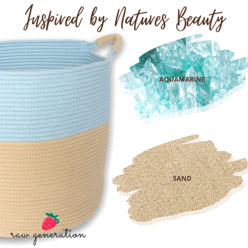 Blue Organic Cotton Rope Storage Basket Large Woven Nursery Etsy