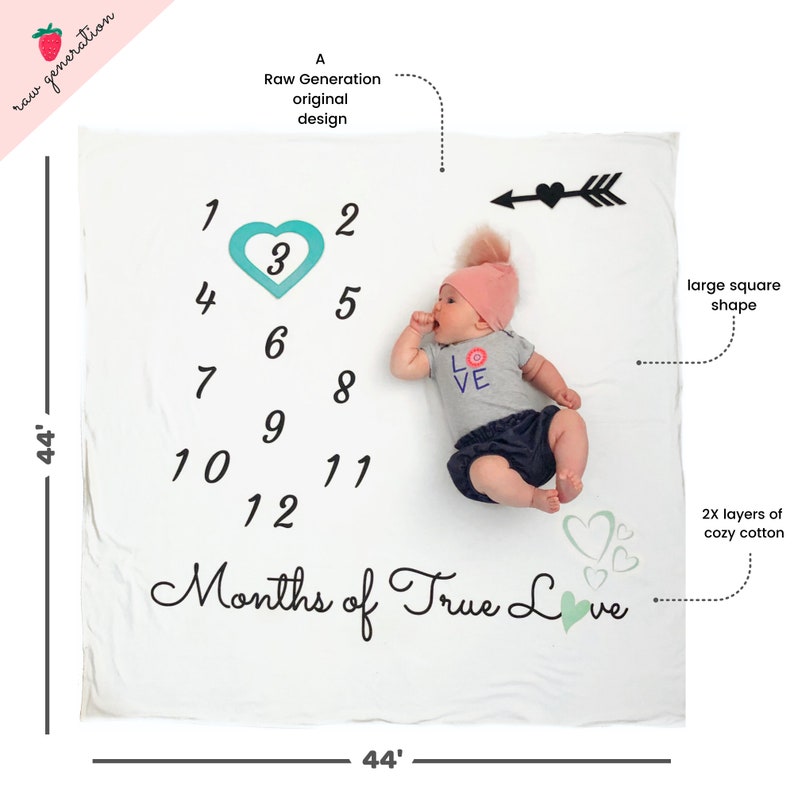 Baby Monthly Milestone Photo Blanket Props Boy or Girl Etsy