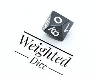 Gewichteter D10, Harzwürfel Geladen mit Wolfram, Einzeln, Rollen Hoch - Obsidian's Blessing