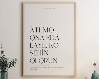 Affiche de proverbe yoruba, impression d'art maison nigériane