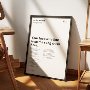 Custom Song Download Print – Your Special Song Art – Printable Lyric Wall Art