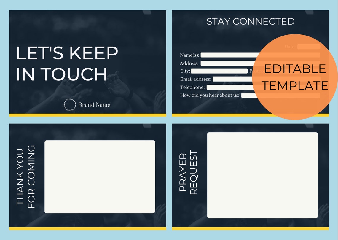 Editable Church Welcome Card Pack Template - Printable Welcome Card ...