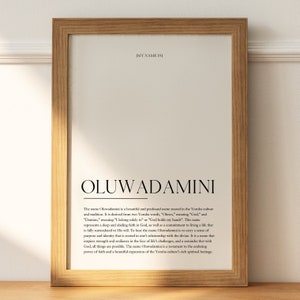 Póster personalizado con el significado del nombre: personalizado con nombre, origen y significado detallado. Regalo perfecto para baby showers y cumpleaños.