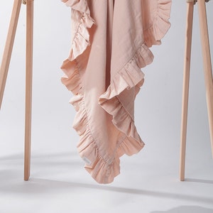 100% algodón, blush Double Gauze Baby Blankets con volantes