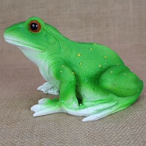 Green Resin Frog Figurine Amphibian Sculpture  Whimsical Animal Home Decor Small Frog Ornament Green Animal Figurine gift for animal lovers