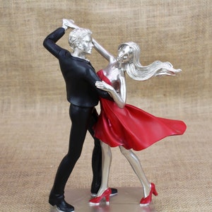 Couple Dancers Figurine Man & Woman Dancing Black Red Home Decor Balerians Sculpture Romantic Figure Hand Painted Living Room Wedding Gift