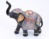 elephant statue hand painted trunk up feng shui style home decor lucky animal figurine Wealth
