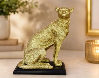 Gold Leopard Skulptur: Antikes Finish Dschungel Dekor