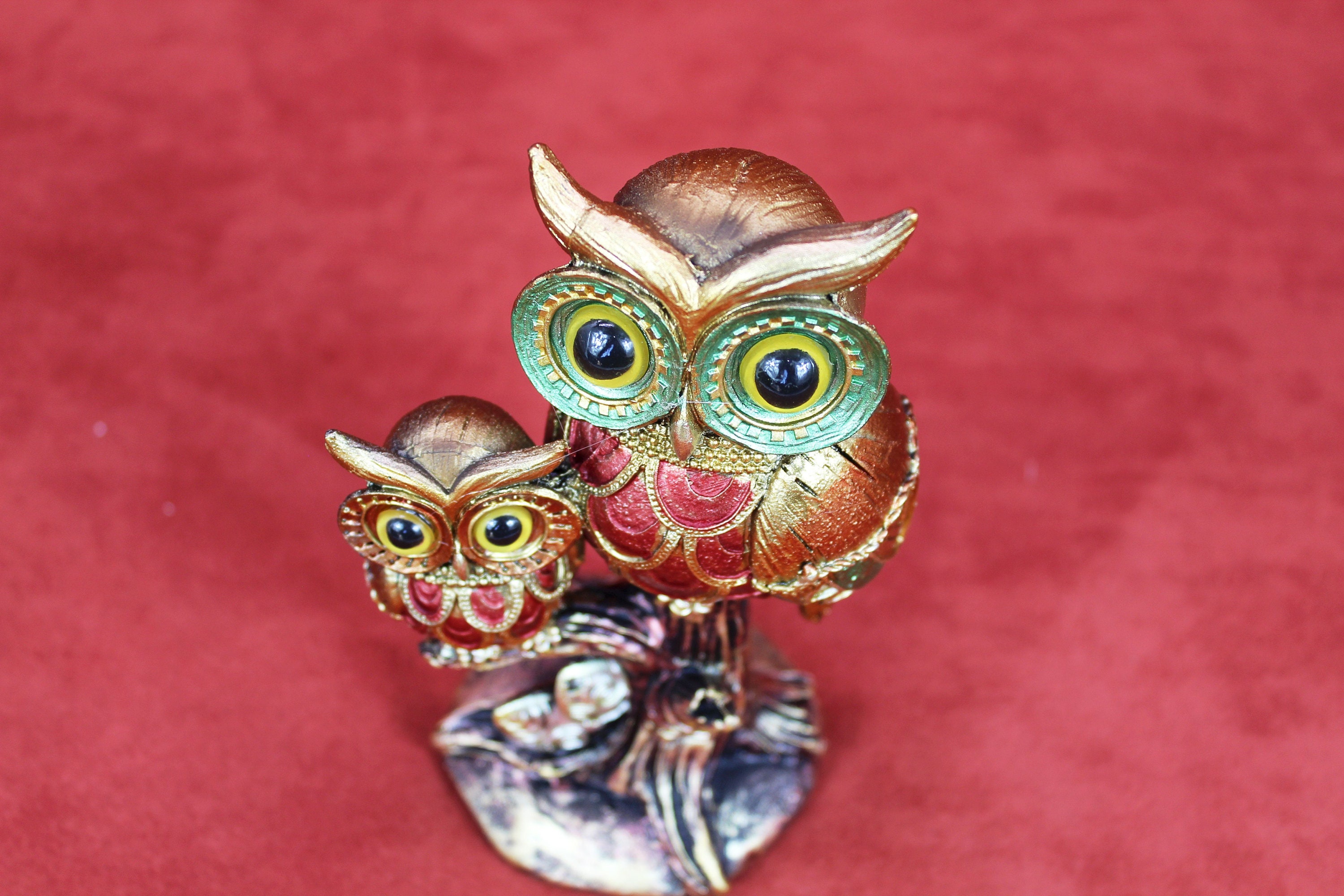 Gold Owl Figurine Bird Sculpture Home Décor Collectible Etsy