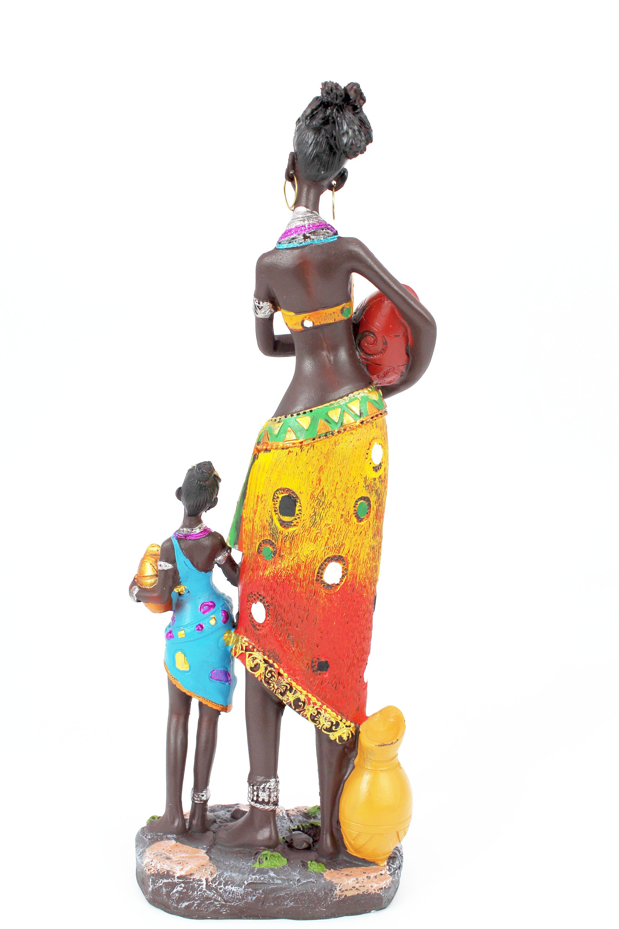 African Family Figurine Traditional Outfit Tribal Statue Etsy