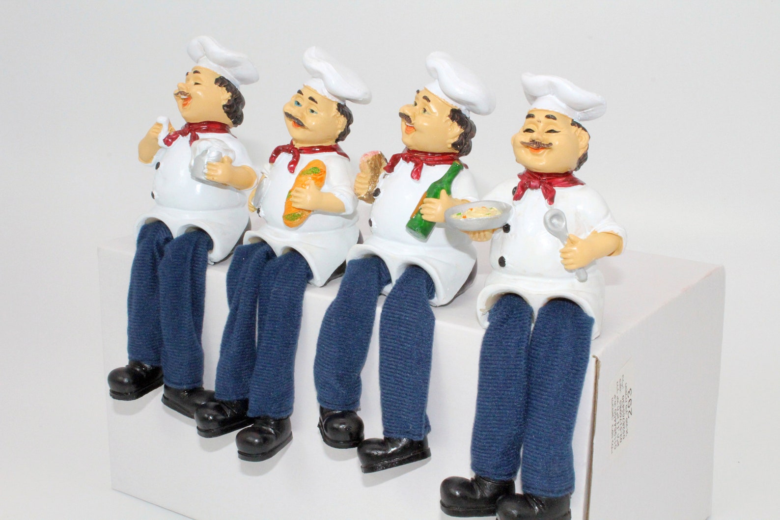Chef Figurine Set of 4 Polyresin Shelf Sitter Home Decor Hand Etsy