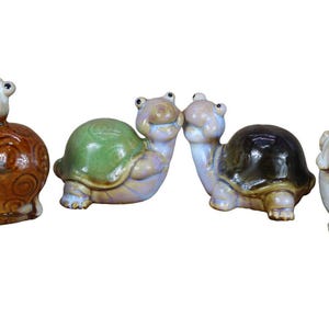 Turtle, Tortoise Figurines Miniature Ceramic Set of 4 Home /Garden Decor Collectibles Glazed Garden Decoration Handmade Gift