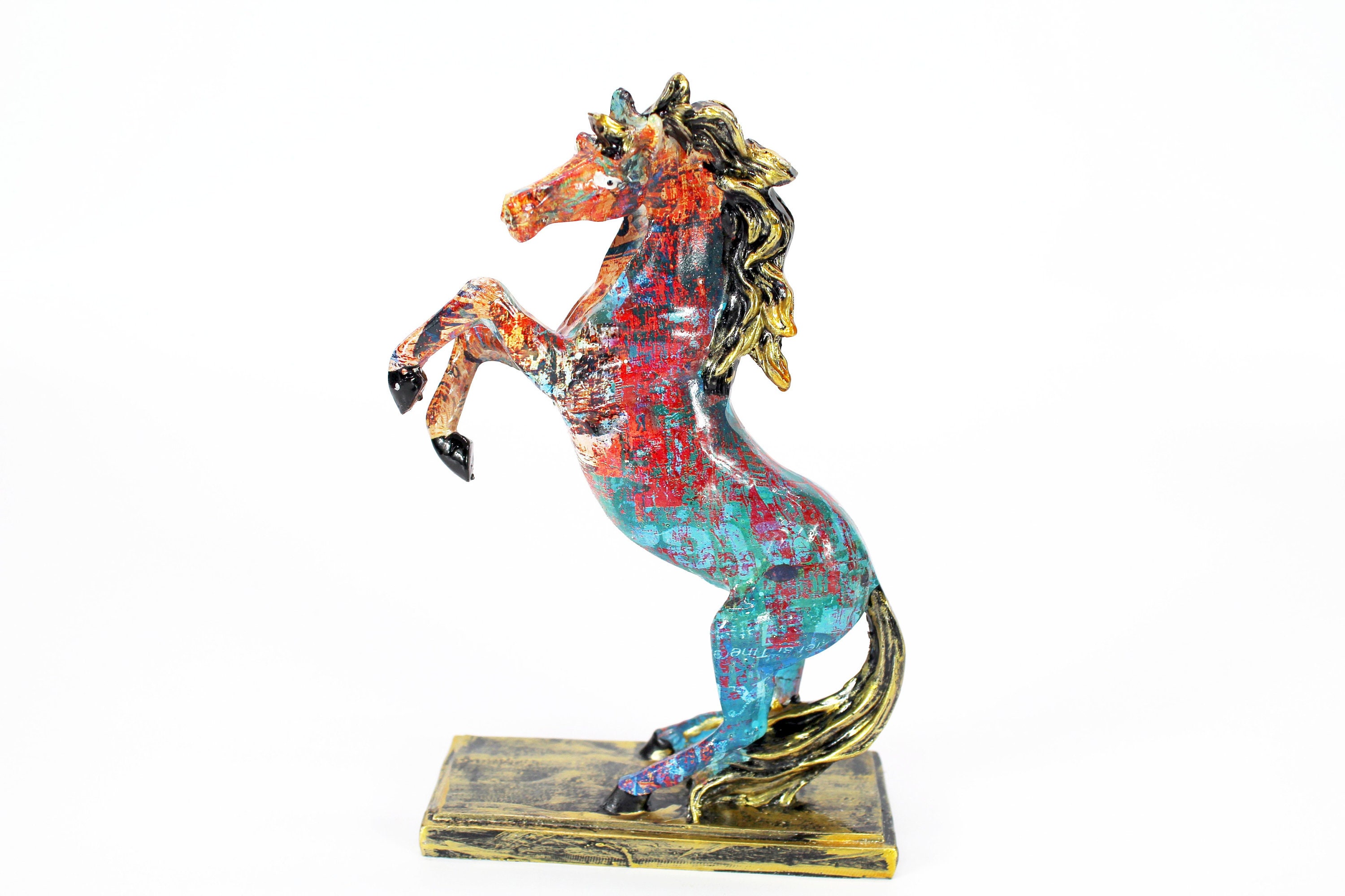 Décoration Cheval Résine Forme Animal Sculpture Cadeau Porte-Bonheur Design  A : : Cuisine et Maison