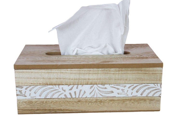 Vintage Wooden Tissue Box Cover: Elegant Home Decor image 2