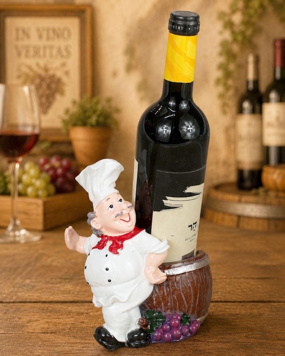 Koch Figur Wein Flaschenhalter: Harz Arbeitsplatte Küche Dekor Housewarming Geschenk Wein Flasche Lagerung