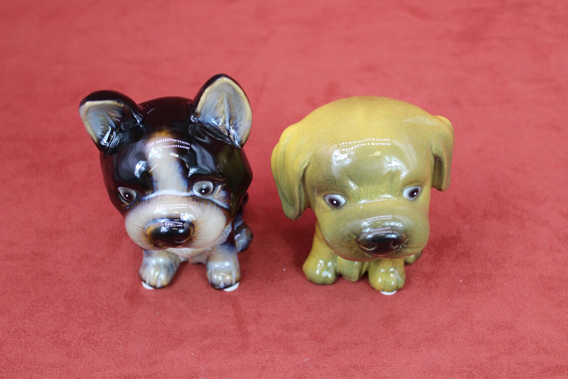 Figura del perro cachorros figura figuras de cerámica figuras Etsy