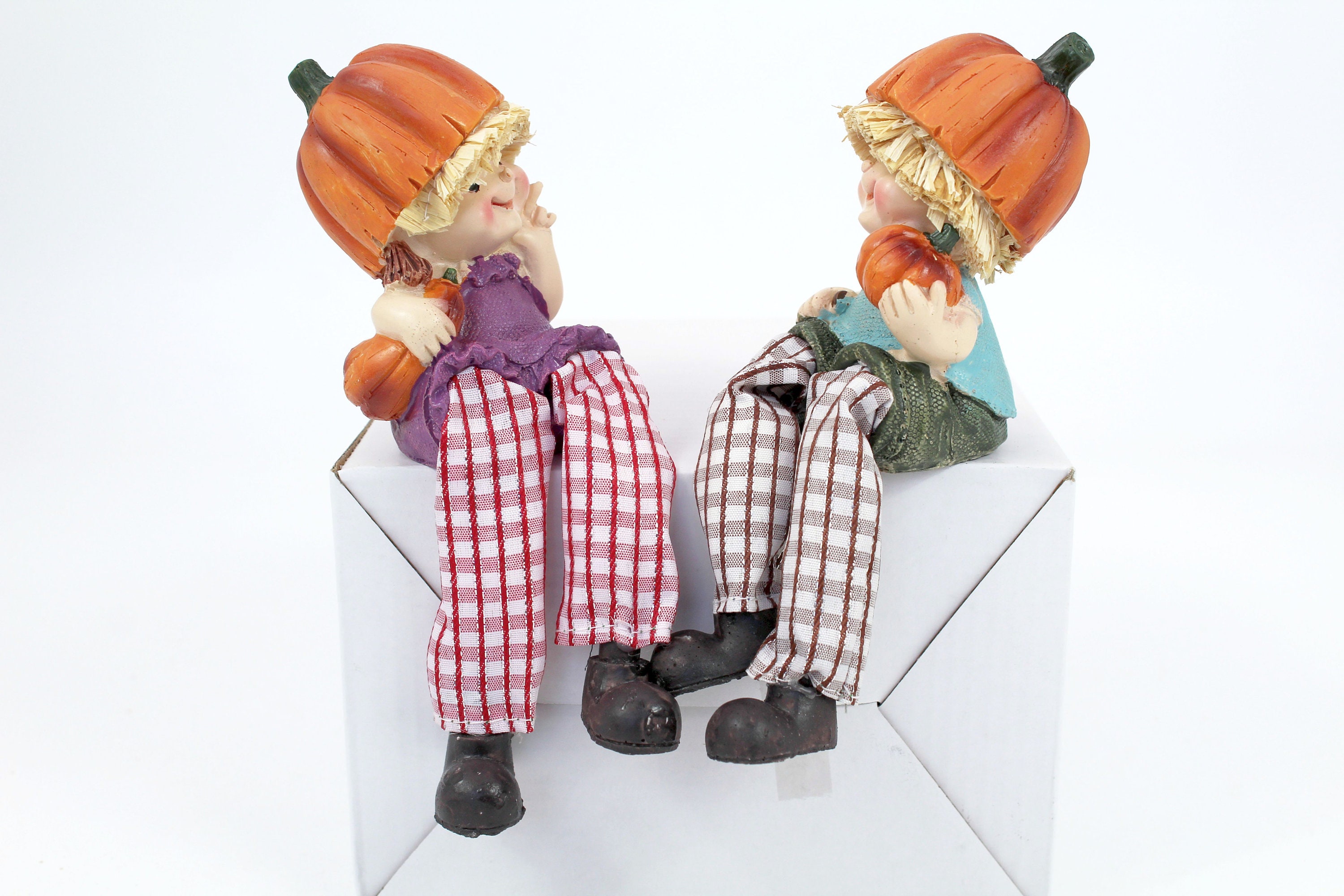 Shelf Sitter pumpkin Pair of Dangling Leg Figurine For Kitchen Etsy