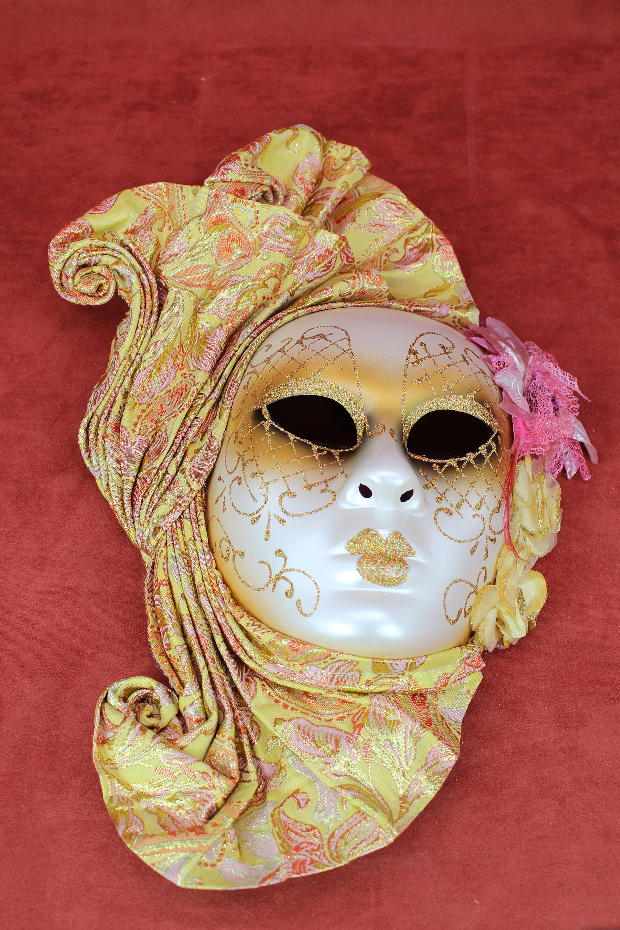 Wall Hanging Mask Gold Face Decoration Handmade Party Etsy