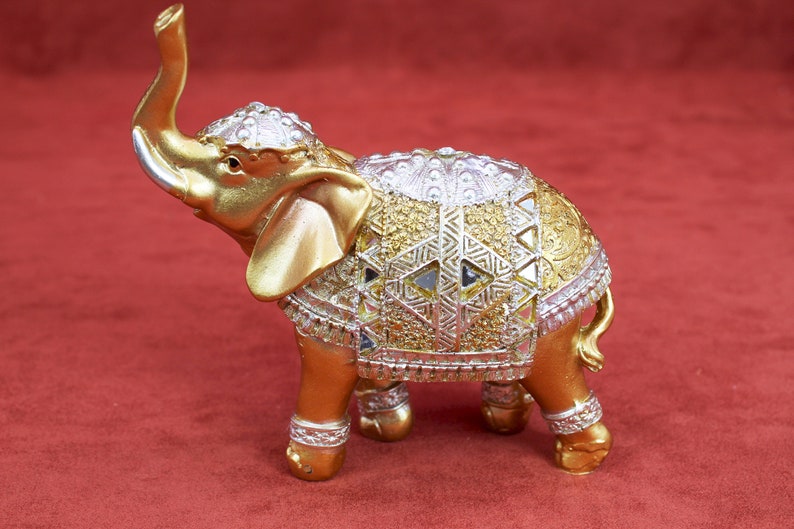 Olifant Beeldje Gouden Paar Feng Shuai Standbeeld Home Decor Etsy