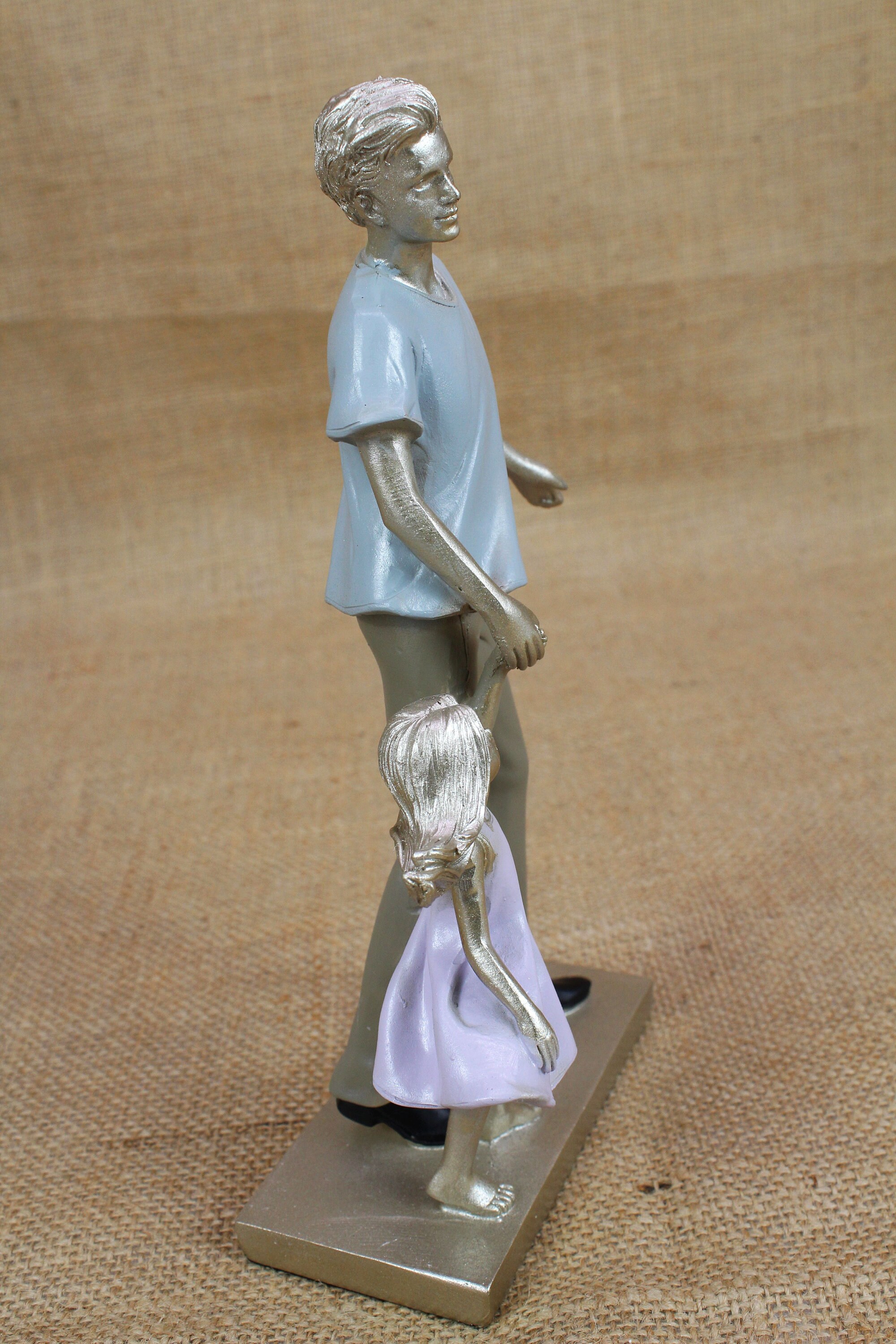 Figurine Père-Fille En Fer - Sculpture D'Amour 23cm - Cadeau Fête Des Pères, Noël Ou Mariage