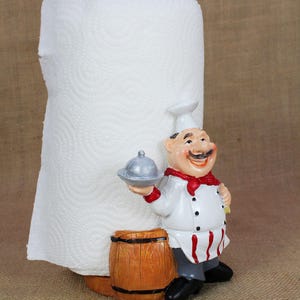 Chef Resin Paper Towel Holder for Kitchen – Fun & Functional Countertop Décor, Chef Paper Towel Holder, Resin Kitchen Chef Accessory