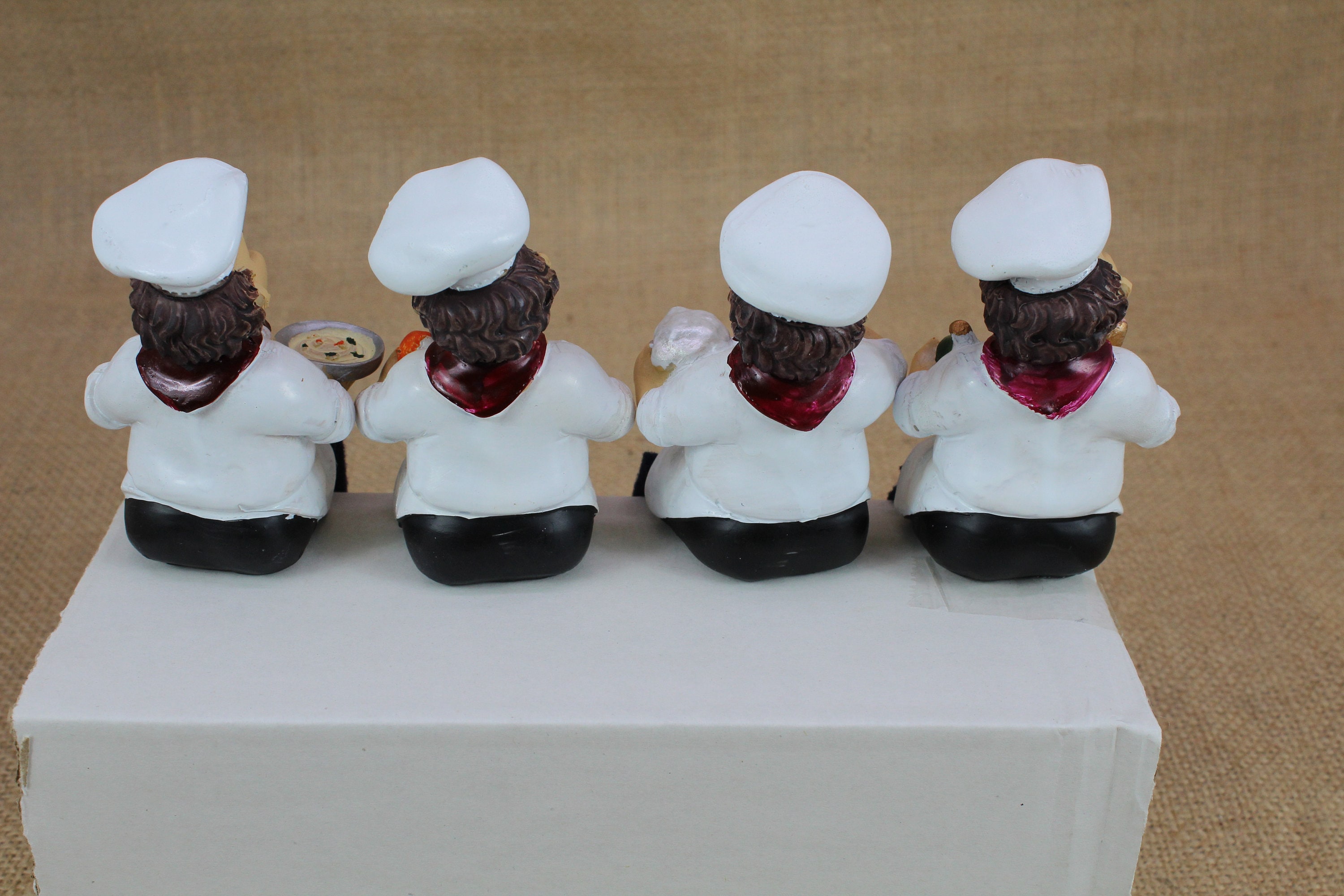 Chef Figurine Set of 4 Shelf Sitter Cook Home Decor Window