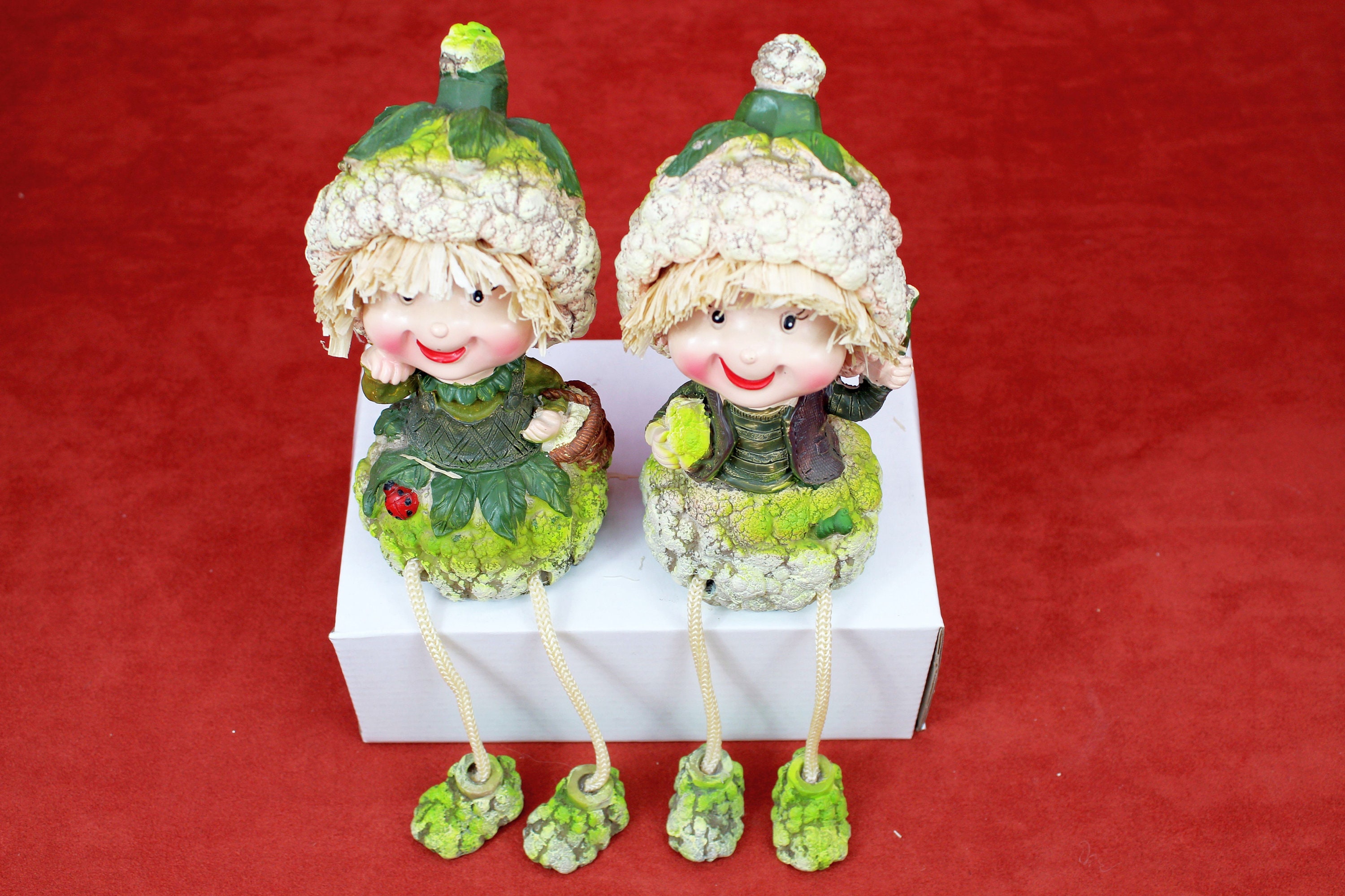 Shelf Sitter Figurine Vegetables Cauliflower Dangling Legs Etsy