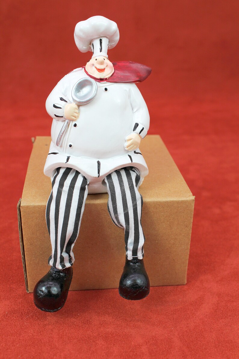 Chef Shelf Sitter Set French Figurine Dangling Leg Home Decor Etsy