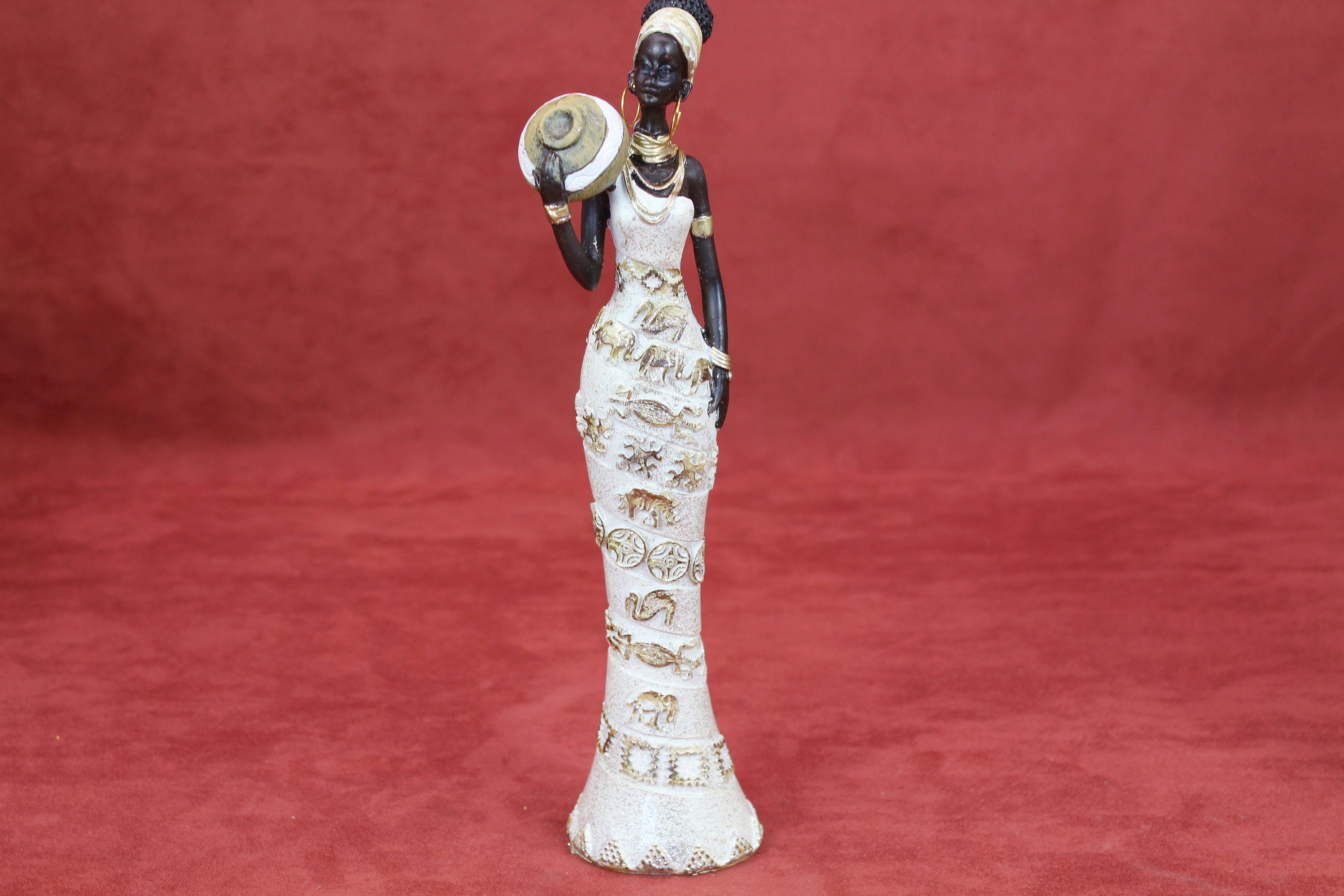 African Lady Traditional Outfit Figurine Vintage Tribal Tall Etsy